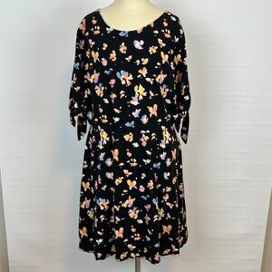 JustFab Black Floral Dress ((size XXL))